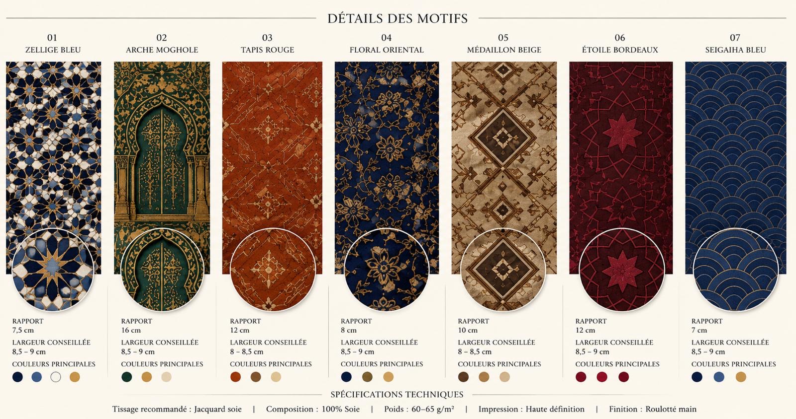 Détails des motifs — design references for the Collection Maroc